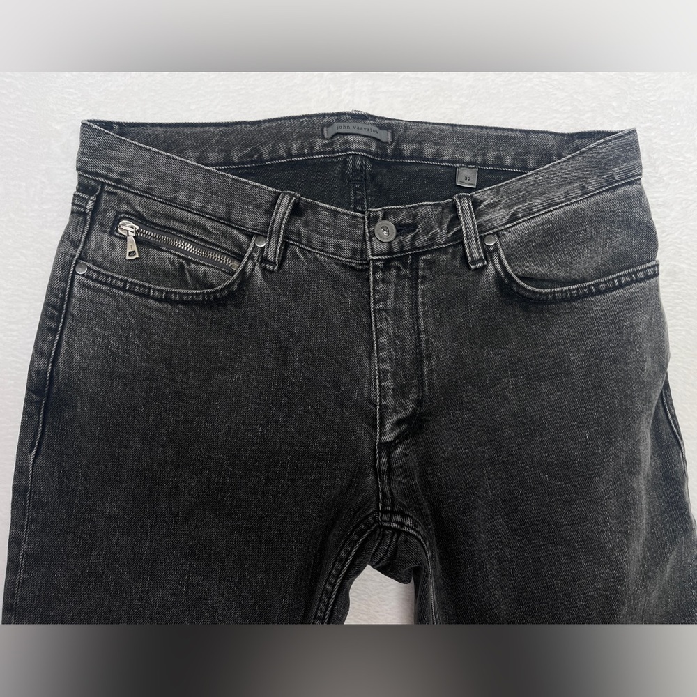 John Varvatos Men’s Sz 32 Gray Distressed Jeans Rocker Edgy Straight Leg Skull - Picture 8 of 11
